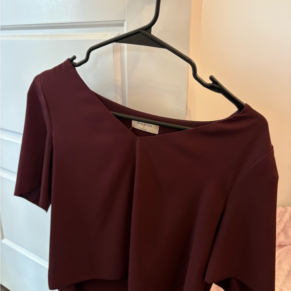 Babaton Deep Purple V-Neck Blouse